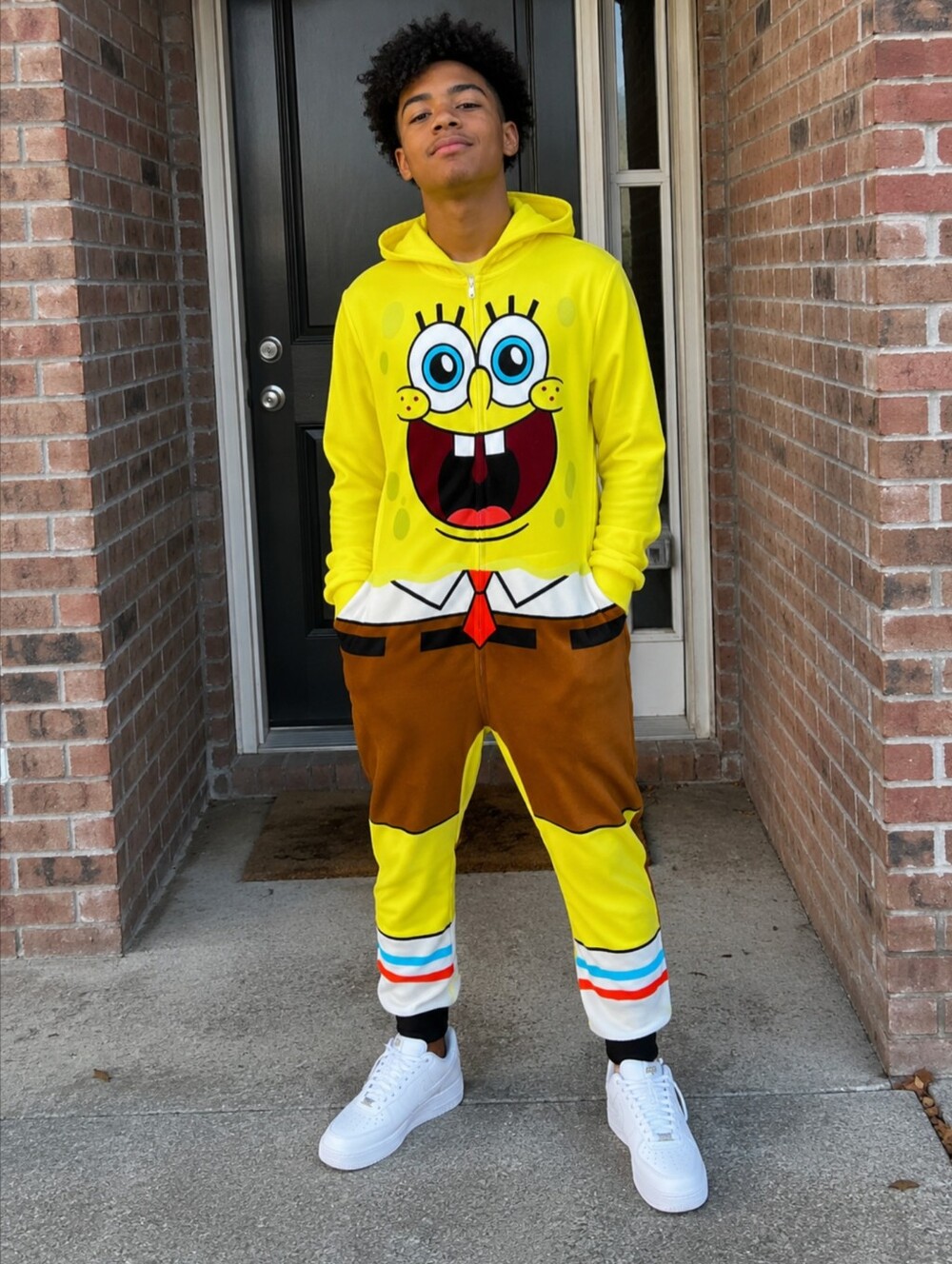 Nickelodeon SpongeBob Yellow and Brown Hooded One-Piece - Picture 2 of 4